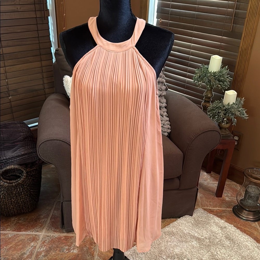 Gianni Bini Coral Pleated Halter Dress